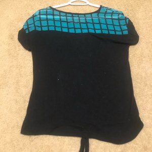 Black Carol Rose Shirt w/ Blue Tile Detail